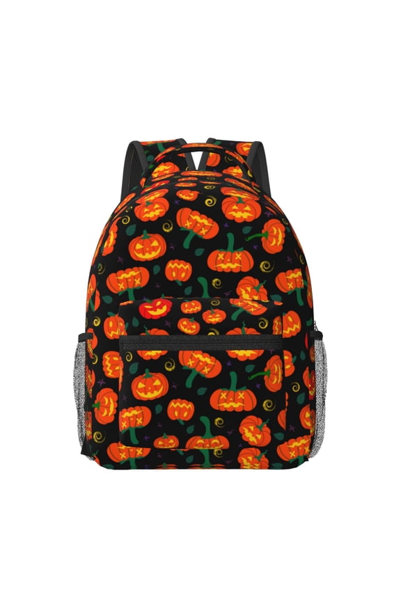 Pumpkin Fallen Leaves Print Casual Backpack: A Computer Backpack Ideal for Men and Women, Perfect for College, School, or Daily Travels-One Size