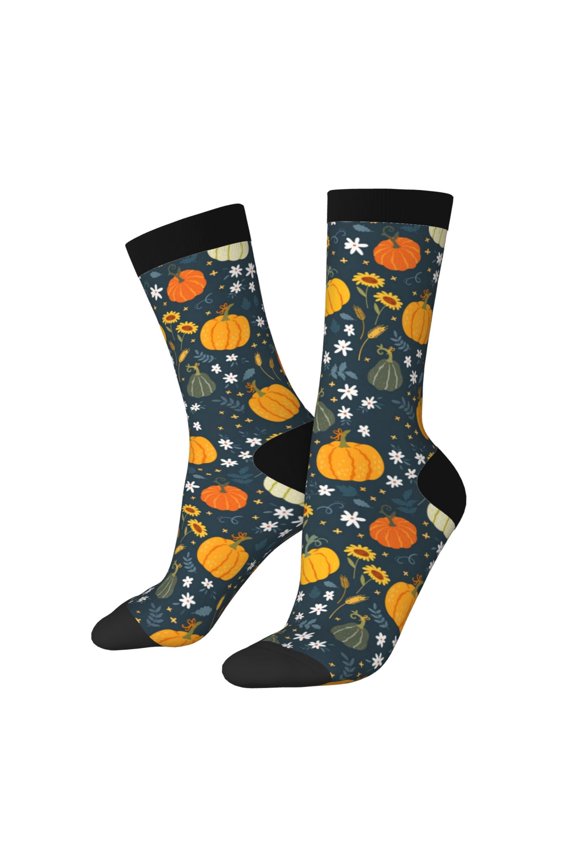 Pumpkin Pattern Sport Socks for Women and Men Crew Socks Sporty Calf Socks Casual Socks