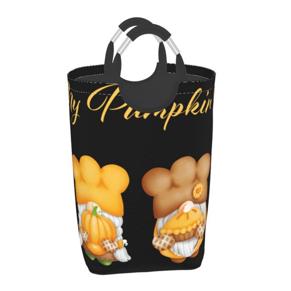 Xecao Pumpkin Pie Gnome for Laundry Basket,Collapsible Large Laundry Hamper,Wash Bag for Laundry Room, Rolling Laundry Basket with Handles