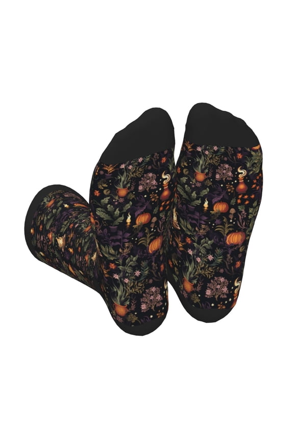 Pumpkin Plant Garden Print Crew Socks for Men and Women, Men's Soft Moisture-wicking Sock