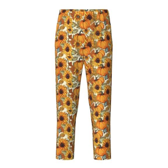 Xecao Pumpkins And Sunflowers A Print Teenagers' Pajama Pants Long Sleep Pants Soft Elastic Waist Pajama Bottoms Elastic waist with 2 Pockets 5-16 Years-XS(5-6)
