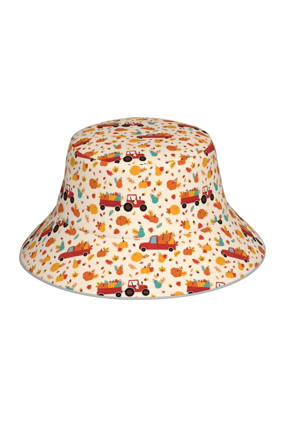 Pumpkins On Red Car And Tractor Print Men and Women Night Reflective Hat Runner Cap Visor Bucket Hat Boonie Cap