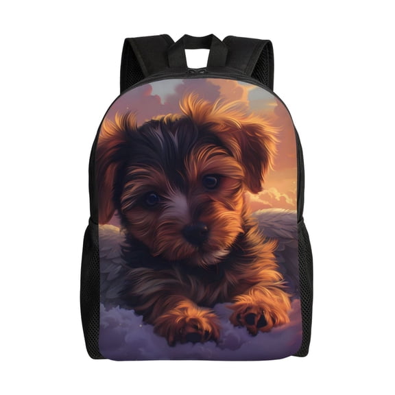 Xecao Puppy Lying On A Cloud Print School Backpack with Laptop Compartment Small Travel Laptop Backpack for Women Men Waterproof College Backpack Simple School Bag