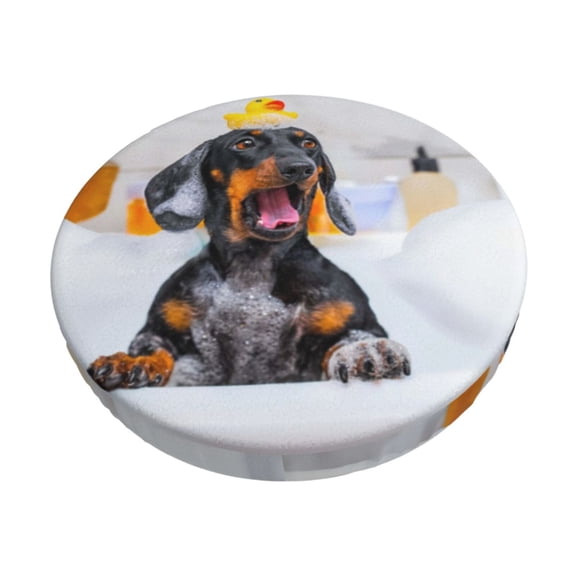 Xecao Puppy Sits In Bathtub Print Stool Covers Offer Stylish, Washable Protection for PU Round Bar Stools, Perfect for Home or Commercial Use.-14 inch