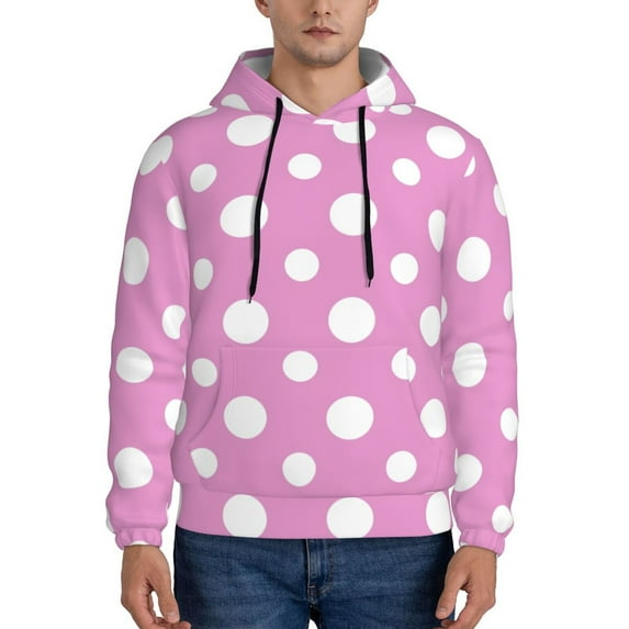 Xecao Purple And White Polka Dot Pattern Men's Adult Pullover Hoodie,Hooded Sweatshirt-Small