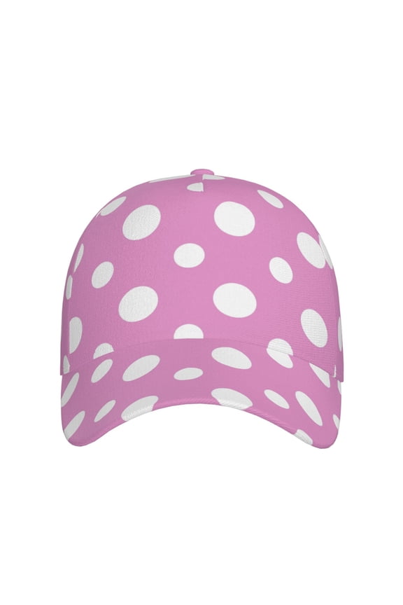 Purple And White Polka Dot for Baseball Cap: Unisex, crafted from classic polyester twill fabric, featuring a soft unconstructed design