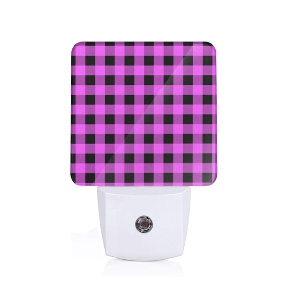Xecao Purple Black Buffalo Plaid for Night Light - a Wall-mounted LED Fixture with A Dusk-to-dawn Sensor, Ideal for Bedrooms, Bathrooms, Hallways, and Kitchens-UK