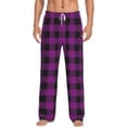 thumbnail image 1 of Xecao Purple Black Plaid Men's Straight Lounge Pajama Pants: The Ultimate in Comfortable Sleepwear, 1 of 9