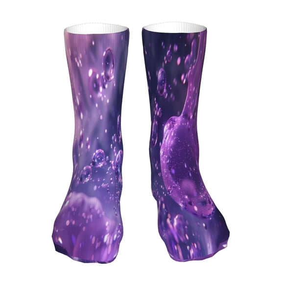 Xecao Purple Bubble Abstract Art Print Fashion No Heel Casual Crew Socks Cushioned Breathable for Men Women - Moisture wicking,Not easy to fade Suitable for daily