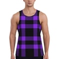 thumbnail image 1 of Xecao Purple Buffalo Plaid Men's Tank Top Workout Quick Dry Sleeveless Gym Jogging Muscle Shirts Summer Swim Beach Tops, 1 of 9