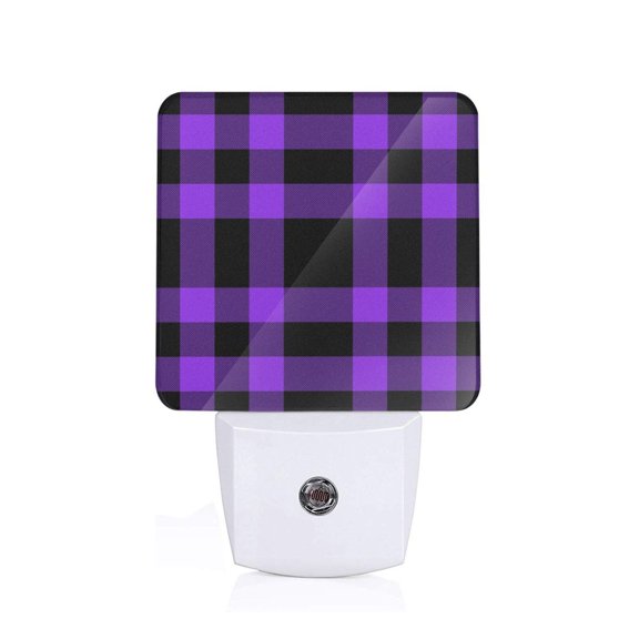 Xecao Purple Buffalo Plaid for Night Light - a Wall-mounted LED Fixture with A Dusk-to-dawn Sensor, Ideal for Bedrooms, Bathrooms, Hallways, and Kitchens-US