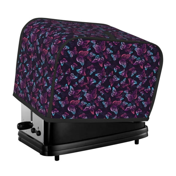 Xecao Purple Butterfly Print 2 Slice Toaster Cover with Pockets, Small Appliance Cover, Dust and Fingerprint Protection, Machine Washable