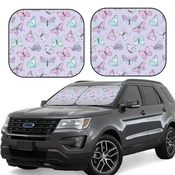 Xecao Purple Butterfly for Foldable Car Sun Shades (2-Pack) offer sun protection with an easy-fold design for convenient windshield shading.