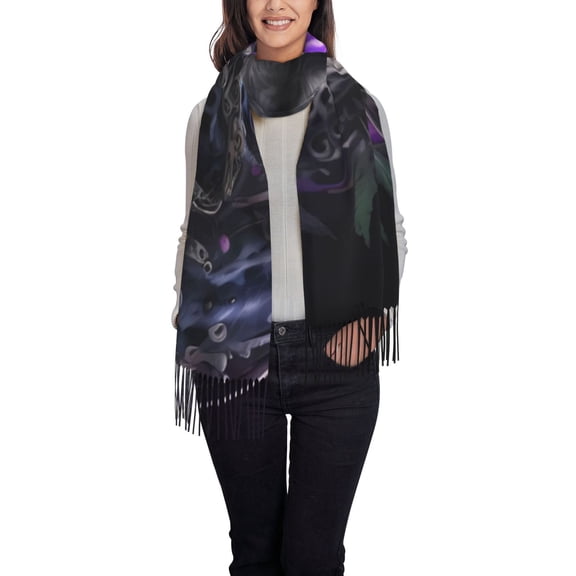 Xecao Purple-Eyed Floral Leopard Pattern Womens Winter Scarf Fall Scarf Oversized Large Scarf for Women Warm Shawl Wrap