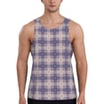 thumbnail image 1 of Xecao Purple Floral Gingham Check Plaid Men's Tank Top Workout Quick Dry Sleeveless Gym Jogging Muscle Shirts Summer Swim Beach Tops, 1 of 9