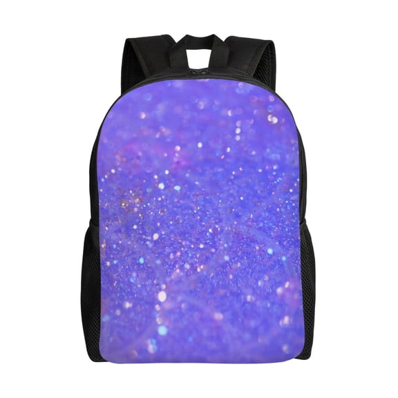 Xecao Purple Glitter Print School Backpack with Laptop Compartment Small Travel Laptop Backpack for Women Men Waterproof College Backpack Simple School Bag