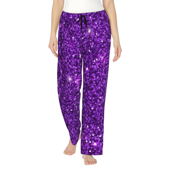 Xecao Purple Glitter Women's Straight Lounge Pajama Pants: The Epitome of Relaxed Sleepwear