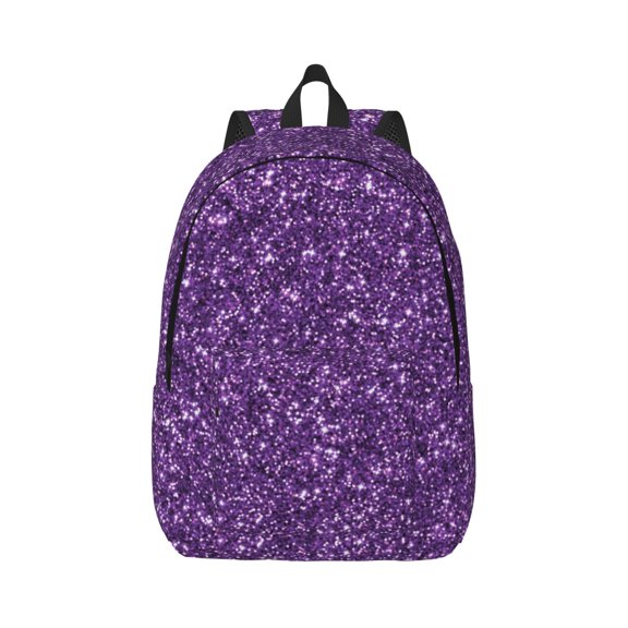 Xecao Purple Glitter for Canvas College Laptop Backpack, Durable Rucksack Travel Notebook Bag School Backpack Book Bag for Men Women