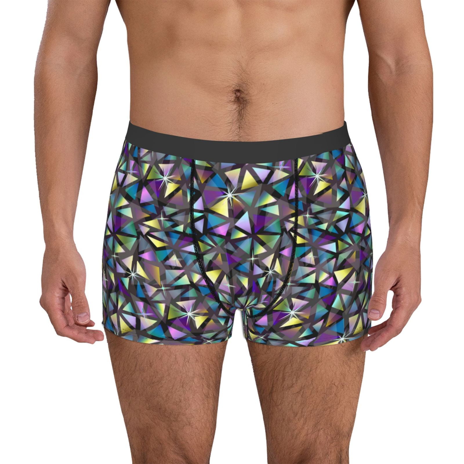 Xecao Purple-Gold Triangles Print Men's Underwear Boxer Briefs ...