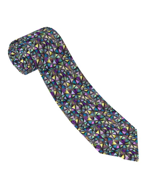 Purple-Gold Triangles Print Tie For Men Necktie Woven Jacquard Neck Ties,Classic Men's Tie