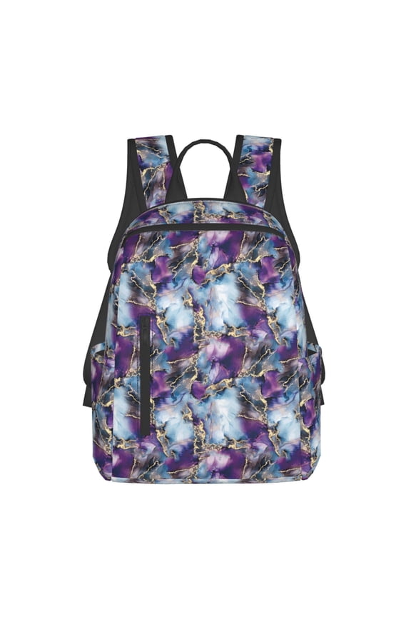 Purple Marble Texture print Backpack For women men Aesthetic Lightweight Travel Daypack Simple Cute Backpack For Bookbag
