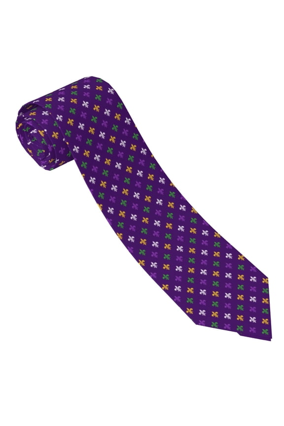 Purple Mardi Gras Print Tie For Men Necktie Woven Jacquard Neck Ties,Classic Men's Tie