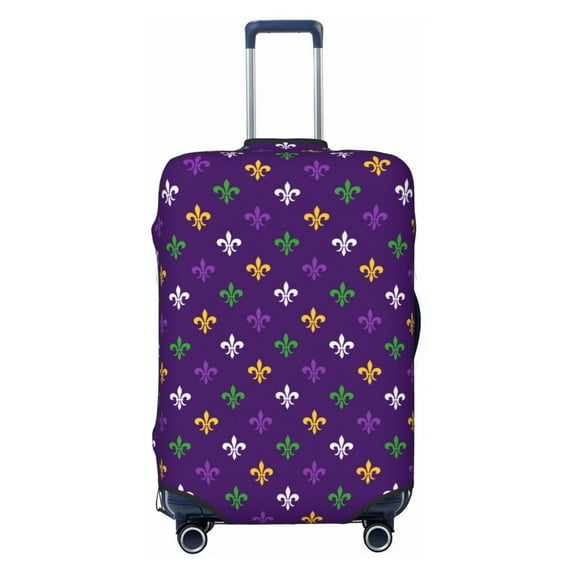 Xecao Purple Mardi Gras print Elastic Luggage Cover, with double-sided print , is perfect for travel, business, and daily use