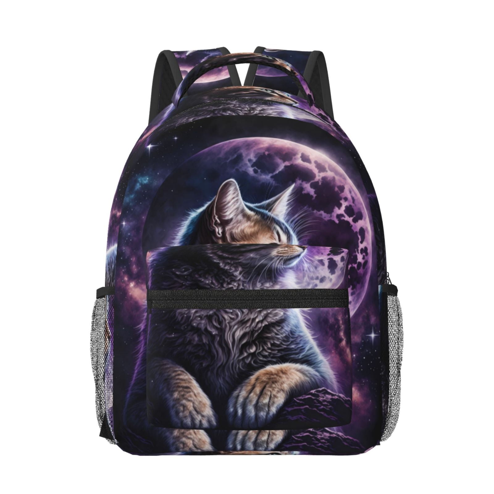 Xecao Purple Moon Cat Travel Backpack: A spacious, stylish computer backpack ideal for men and women, perfect for college, school, or daily travels
