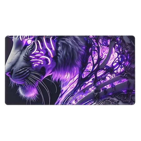 Xecao Purple Pattern White Tiger for Waterproof Mouse Pad - Extended Contour Mouse Mat, Large Gaming Mousepad Laptop Keyboard Mat with Non-Slip Rubber Base