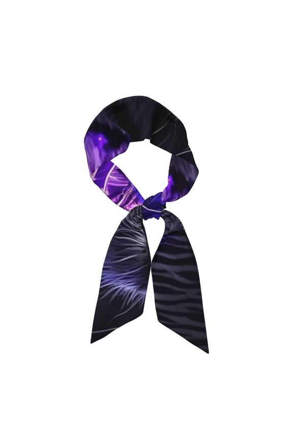 Purple Plant White Tiger Pattern Large Satin Head Scarf - Satin Hair Scarves Silk Bandana Scarf Headscarf Silk Feeling Scarf for Women