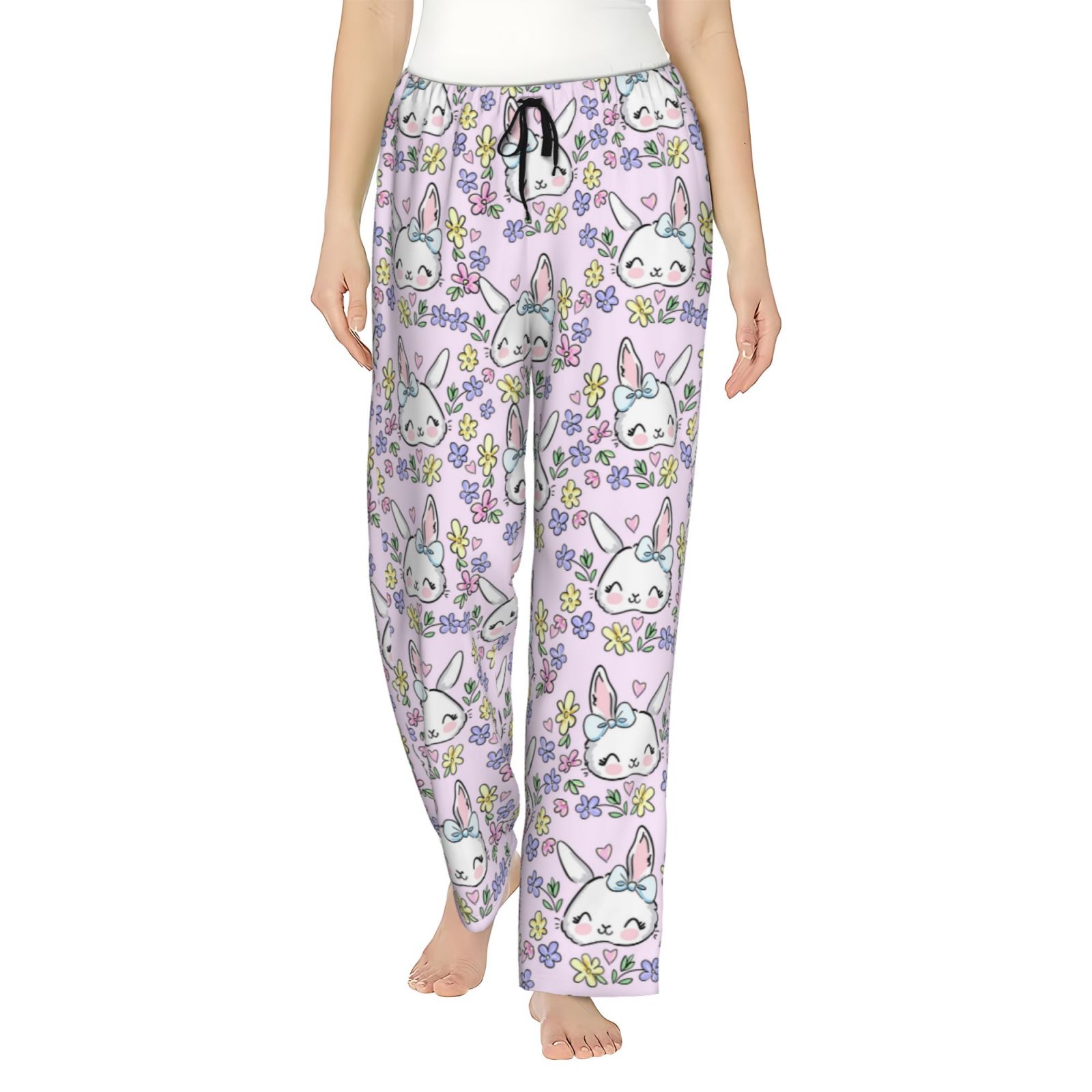 Xecao Purple Rabbit Women's Straight Lounge Pajama Pants