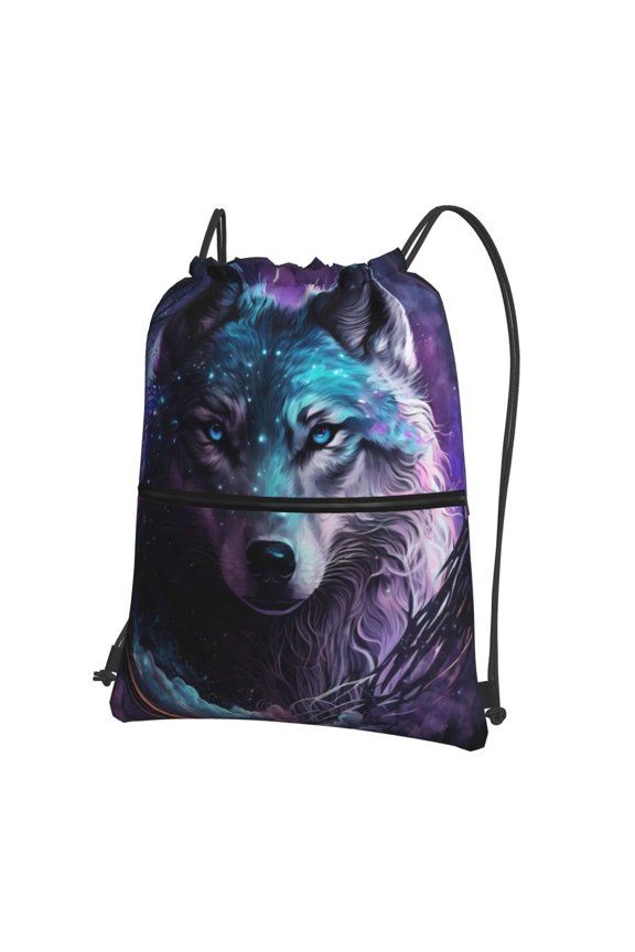 Purple Sky Wolf for Drawstring Bags,Pull String Backpack Bags,String Bag Sackpack