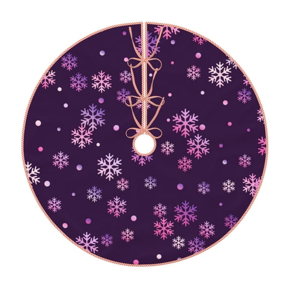 Xecao Purple Snow Flakes Pattern Christmas Tree Skirt Holiday Part Decorations for Christmas Tree, Farmhouse Christmas Decor Xmas Holiday Home Party Decorations-30"