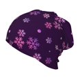 thumbnail image 1 of Xecao Purple Snow Flakes Print Beanie Hat Toddler Girls Boys, Baby Hats Winter Warm Knitted Thermal, Kids Winter Caps, 1 of 7