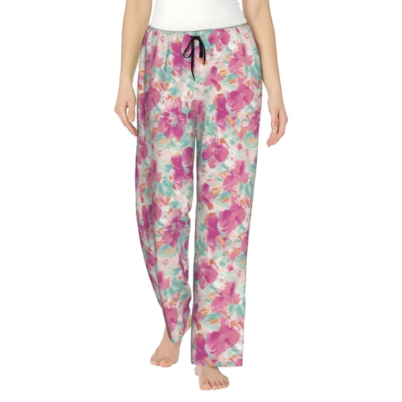 Xecao Purple Watercolor Flowers Women's Straight Lounge Pajama Pants: The Epitome of Relaxed Sleepwear