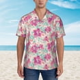 thumbnail image 1 of Xecao Purple Watercolor Flowers print Hawaiian shirt - a stylish short-sleeve button-down for men, perfect for casual beach and tropical outings., 1 of 9