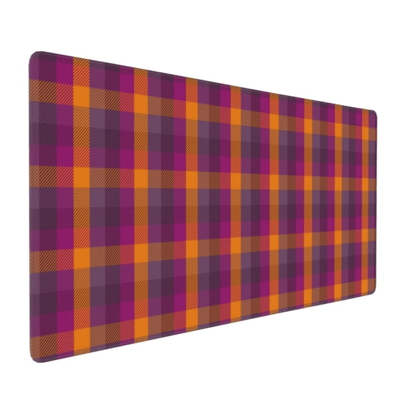 Xecao Purple Yellow Buffalo Plaid Print Large Mouse Pad, 16x35.5in Mousepad, Professional Non-Slip Rubber Base Big Mouse Pad, Mouse Pad for Gaming & Office Full Desk Mouse Pad