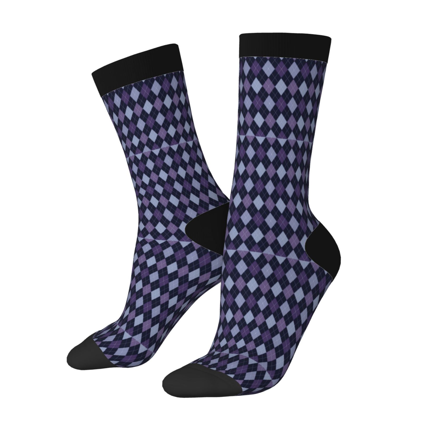 Xecao Purple and Blue Squares Pattern Sport Socks for Women and Men ...