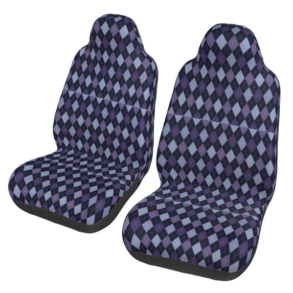 Xecao Purple and Blue Squares Print Car Seat Cover in That Fits Most Cars, Vans, SUVs, and Trucks.
