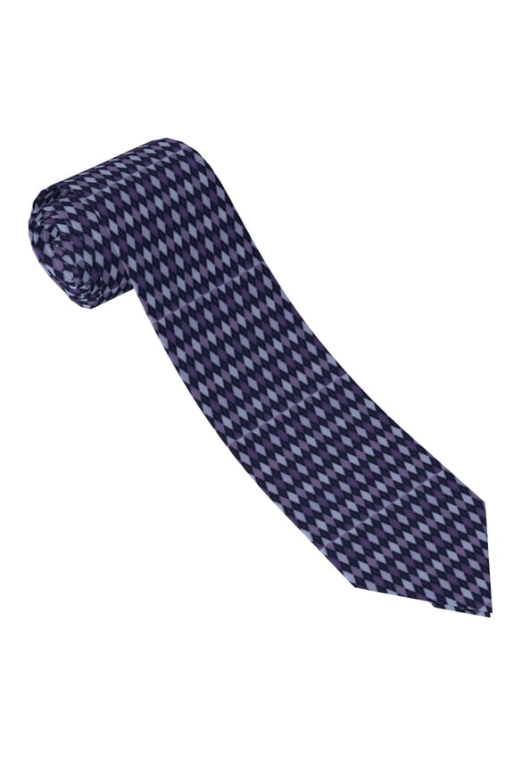Purple and Blue Squares Print Tie For Men Necktie Woven Jacquard Neck Ties,Classic Men's Tie