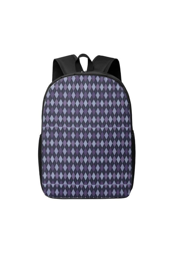 Purple and Blue Squares print Travel Backpack, Large Computer Backpack for Men Women, College School Rucksack Book Bag
