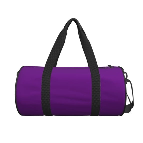 Xecao Purple print Round Travel Duffel Bag is a foldable gym bag with an inner pocket, perfect for travel sports