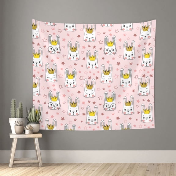 Xecao Queen For Rabbit patten Tapestry 60x51 Inches Wall Hanging Poster Tapestry for Living Room Bedroom Home Decor