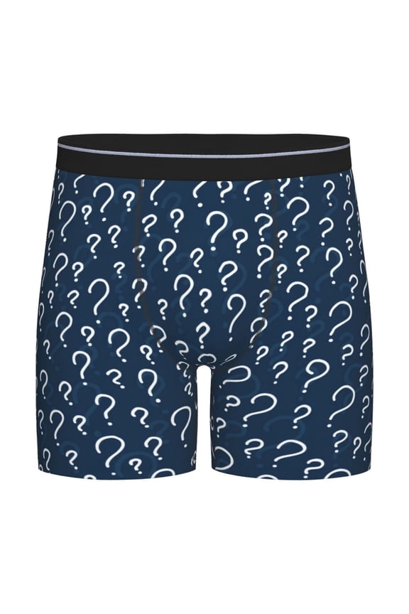 Question Marks Print Boxer Briefs for Men's Stretch Moisture-Wicking Underwear, Mid-Rise Classics breathable fabric