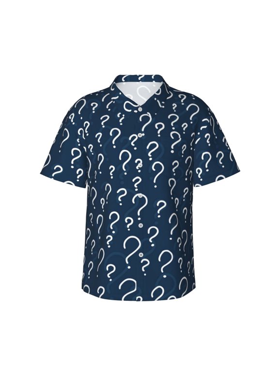 Question Marks Print Hawaiian shirt - A Stylish Short-Sleeve Button-Down for Men, Perfect for Casual Beach and Tropical Outings.,3X-Large