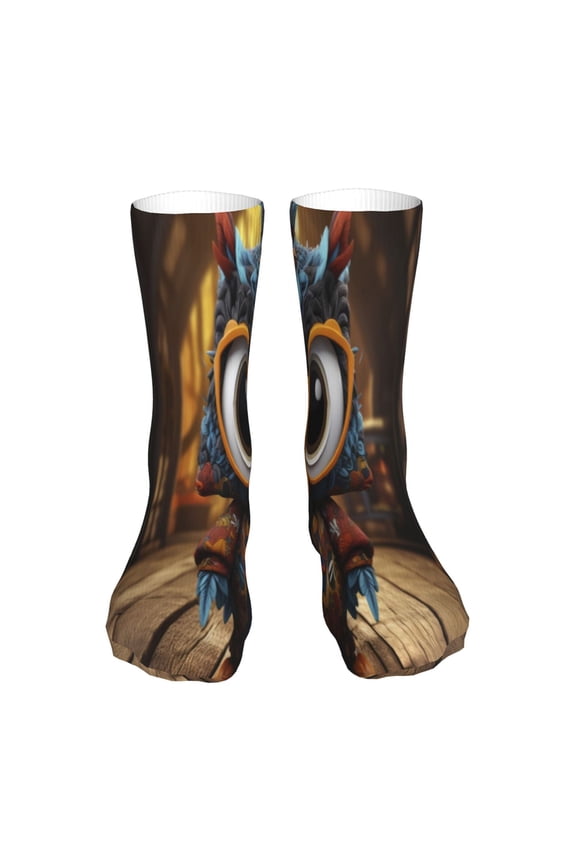 Quirky Owl With Glasses Print Fashion No Heel Casual Crew Socks Cushioned Breathable for Men Women - Moisture wicking,Not easy to fade Suitable for daily