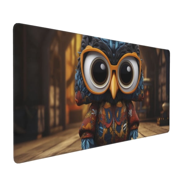 Xecao Quirky Owl With Glasses Print Large Mouse Pad, 16x35.5in Mousepad, Professional Non-Slip Rubber Base Big Mouse Pad, Mouse Pad for Gaming & Office Full Desk Mouse Pad