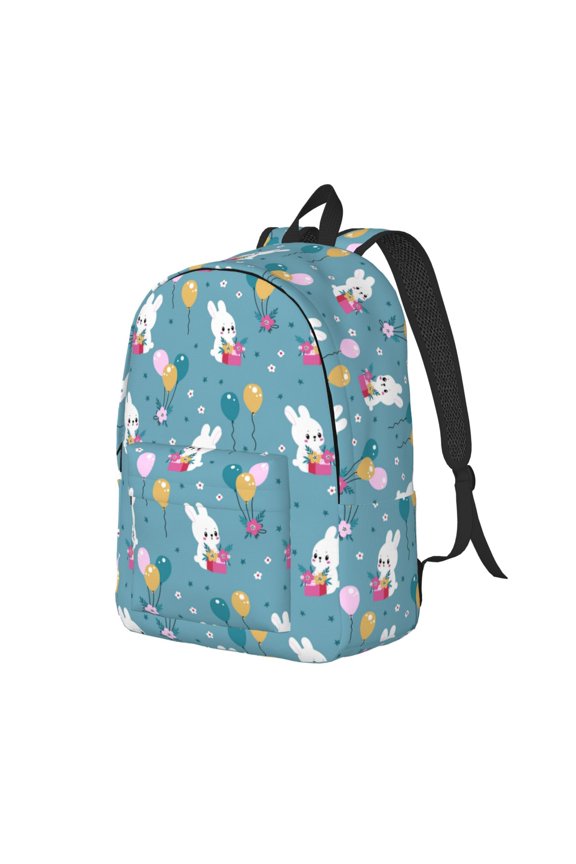 Rabbit And Balloon Canvas College Laptop Backpack, a durable rucksack designed for both men and women, ideal for travel, school, and daily use-Small