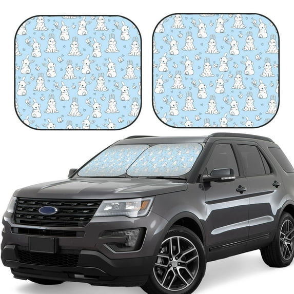 Xecao Rabbit And Bird for Foldable Car Sun Shades (2-Pack) offer sun protection with an easy-fold design for convenient windshield shading.