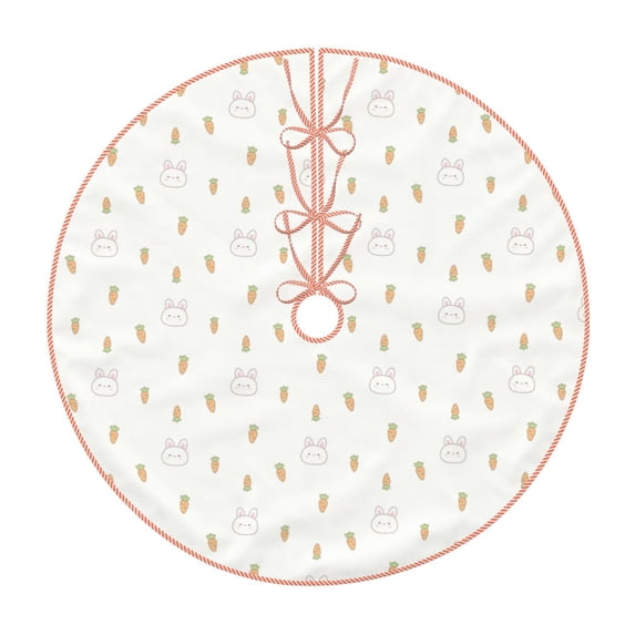 Xecao Rabbit And Carrot Pattern Christmas Tree Skirt Holiday Part Decorations for Christmas Tree, Farmhouse Christmas Decor Xmas Holiday Home Party Decorations-36"